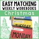 Easy Matching Weekly Workbooks Christmas Edition cover, a Christmas-themed errorless matching workbook for special education