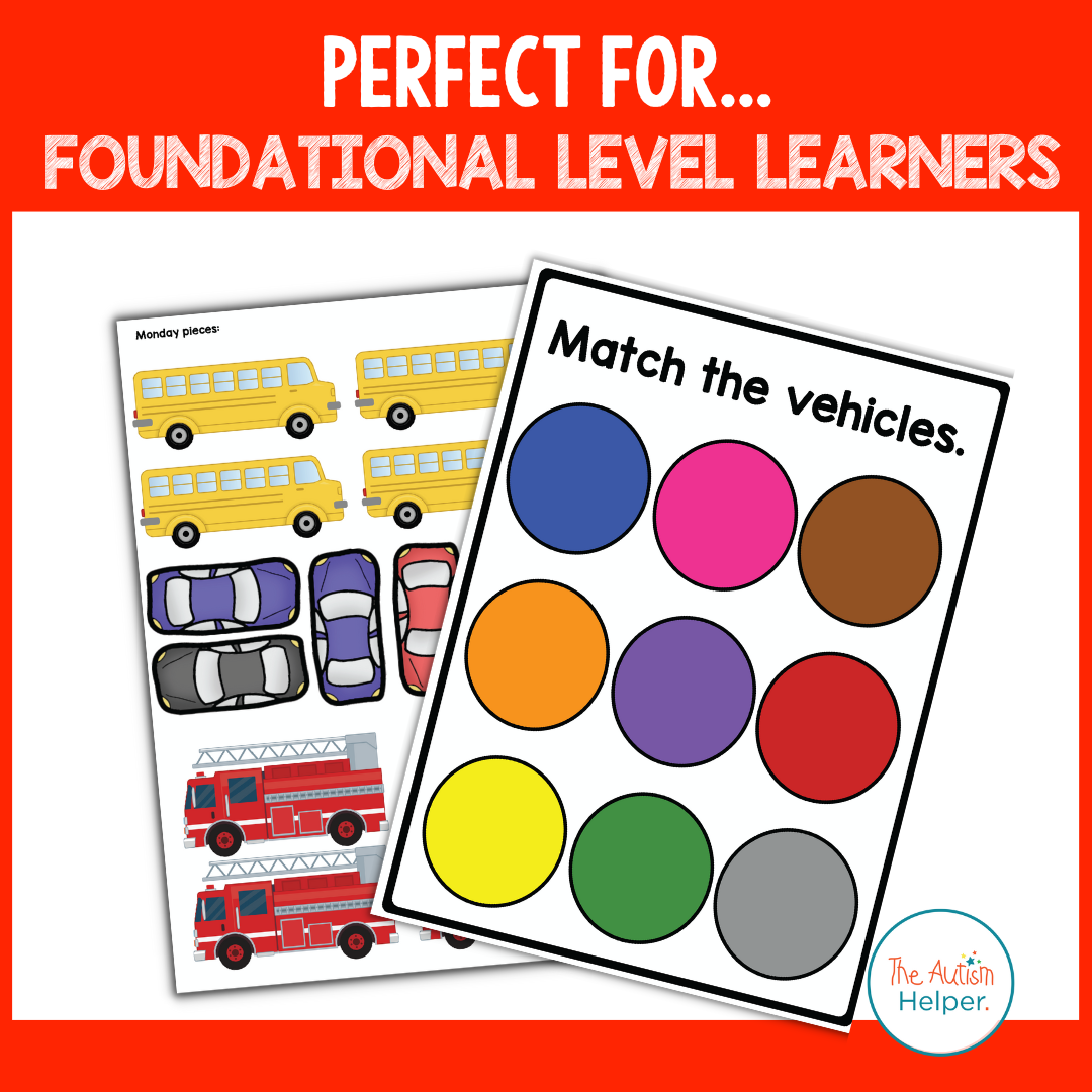 Easy Matching Weekly Workbooks - Transportation Edition