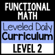 Functional Math Leveled Daily Curriculum Level 2 cover for applied real-world math instruction