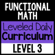 Functional Math Leveled Daily Curriculum Level 3 cover for advanced real-world math instruction