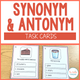 Synonym and Antonym Task Cards cover featuring word relationship practice