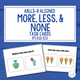 More, Less, and None cover with ABLLS-R task codes and sample task cards