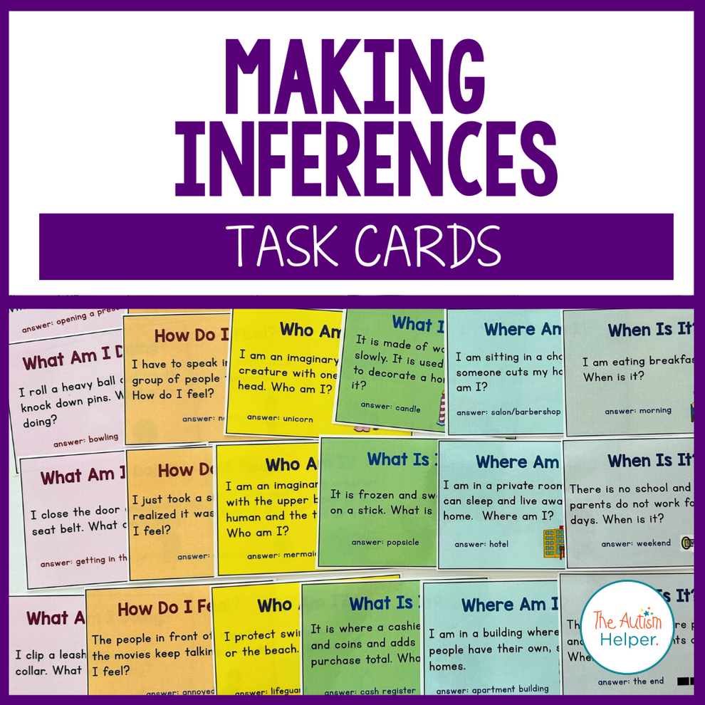 Inference Cards Visuals Making Inferences Task Cards – The Autism Helper