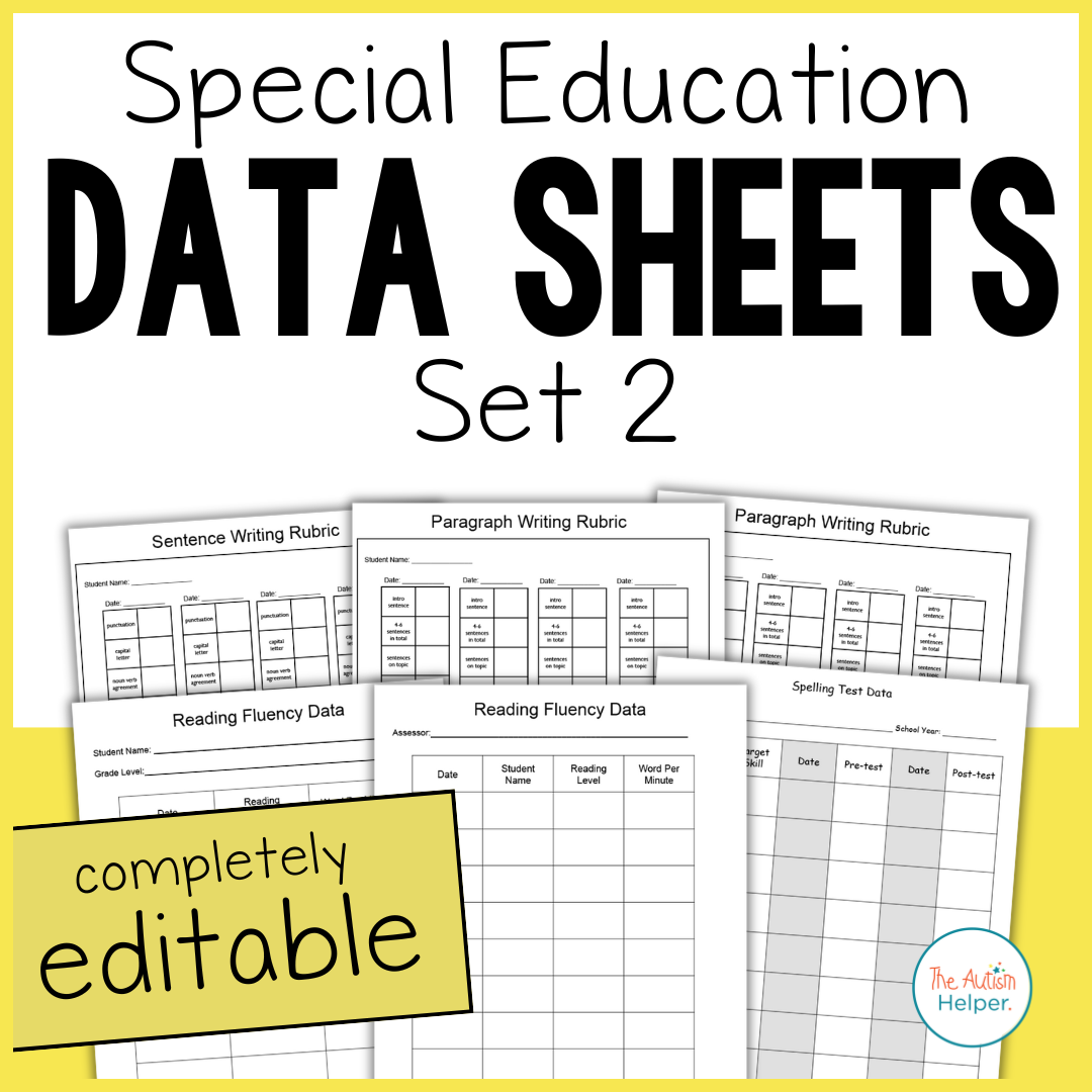 Editable Special Education Data Sheets Set 2