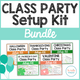 Class Party Setup Kit BUNDLE: cover showing the five included holiday party kit covers with balloon graphics