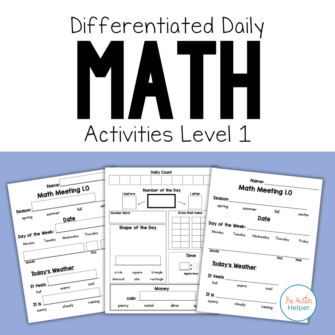 The Autism Helper Math Differentiated Daily Math Activities Level 1 – The Autism Helper