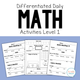 Daily Math Activities Level 1: cover with math meeting pages and visual materials for Level 1