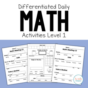 Differentiated Daily Math Activities Level 1