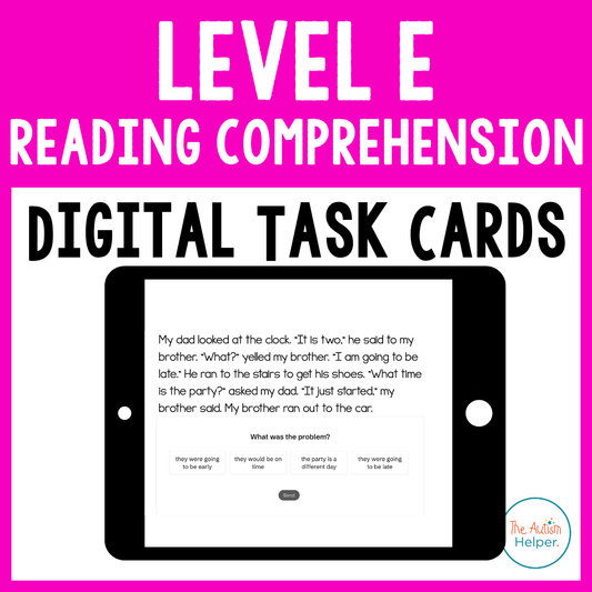 Level E Reading Comprehension Digital Task Cards