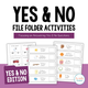 Yes and No File Folder Activities cover featuring 15 printable and digital tasks