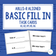 Basic Fill In cover with ABLLS-R task codes and sample task cards