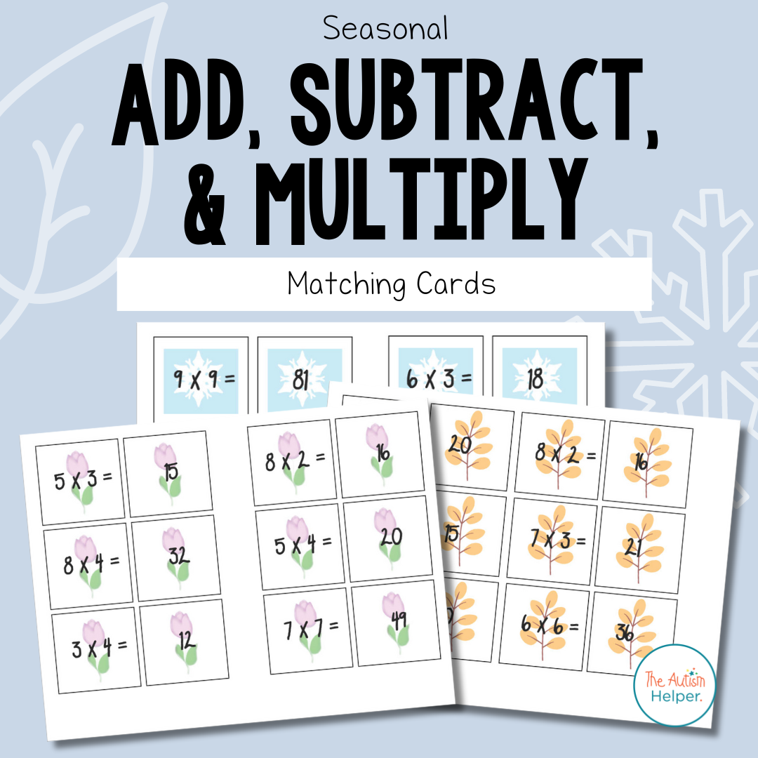 Seasonal Add, Subtract, & Multiply Matching Cards