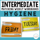 Intermediate Weekly Workbooks Hygiene cover, a hygiene-themed matching and sorting workbook for special education