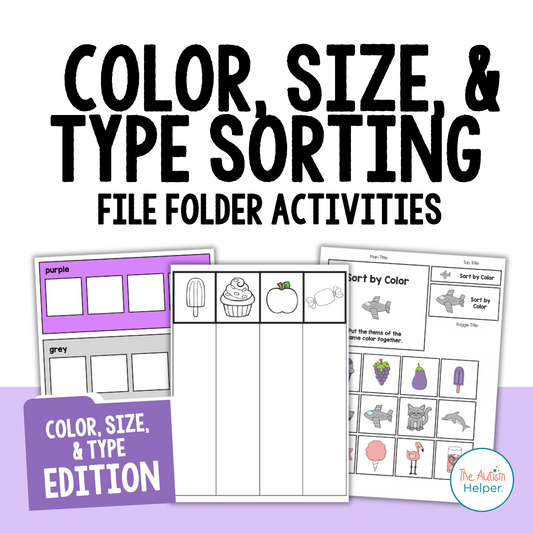 File Folder Activities to Sort by Color, Size, and Type