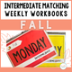 Intermediate Matching Weekly Workbooks Fall cover, a fall-themed matching and sorting workbook for special education