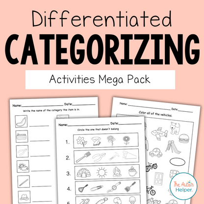 Differentiated Categorizing Activities Mega Pack