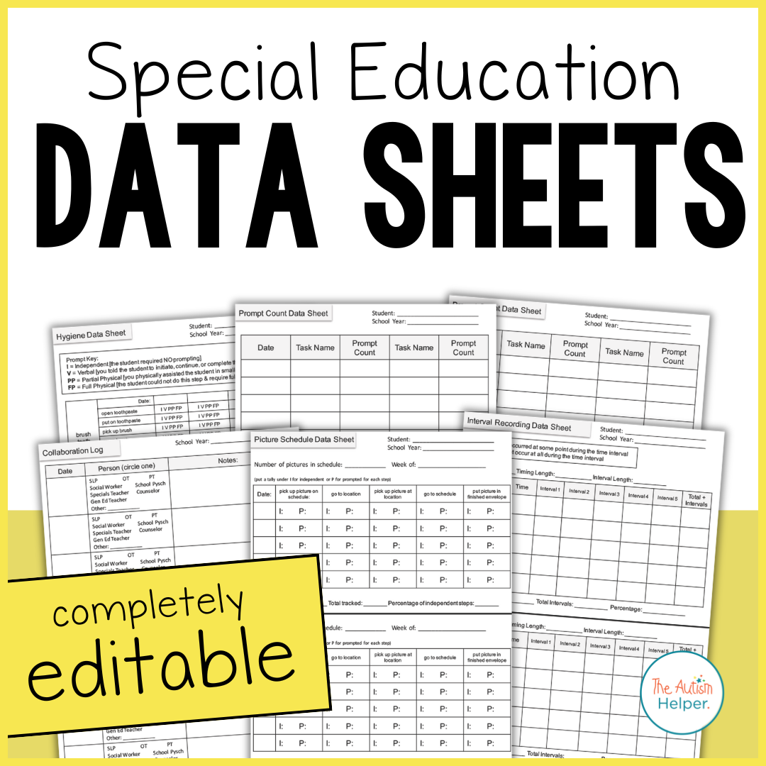 Editable Special Education Data Sheets