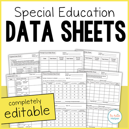 Editable Special Education Data Sheets