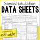 Editable Special Education Data Sheets cover featuring customizable tracking forms