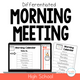 Differentiated Morning Meeting - High School Edition cover with calendar and check-in activities for special education