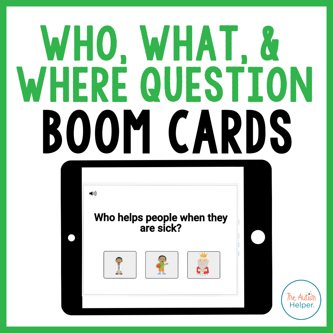 Who, What, & Where Question Interactive Boom Cards