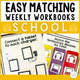 Easy Matching Weekly Workbooks for special education and general education, cover art with a match-the-tech-by-color activity