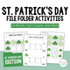 St. Patrick's Day File Folder Activities cover featuring 12 printable activities