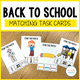 Back to School Errorless & Identical Matching Task Cards cover with school-themed picture choices