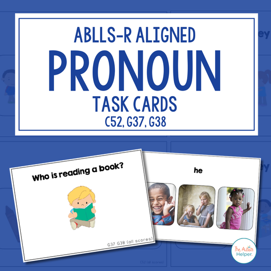 Pronoun Task Cards [ABLLS-R Aligned C52, G37, G38]