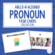Pronoun cover with ABLLS-R task codes and sample task cards