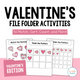 Valentine's Day File Folder Activities cover featuring 12 printable activities
