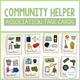 Community Helper Association Task Cards cover with workers and related items
