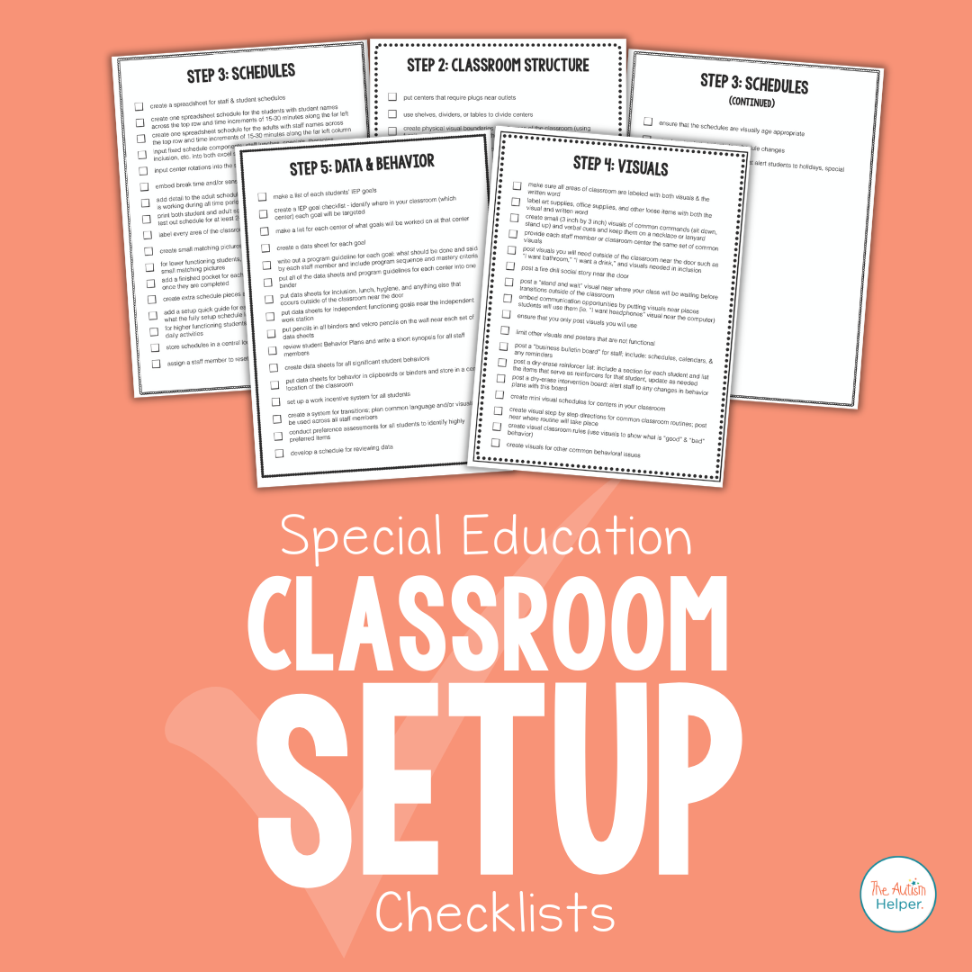 Special Education Classroom Setup Checklists