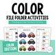 Color Sorting & Matching File Folder Activities cover featuring 14 printable tasks