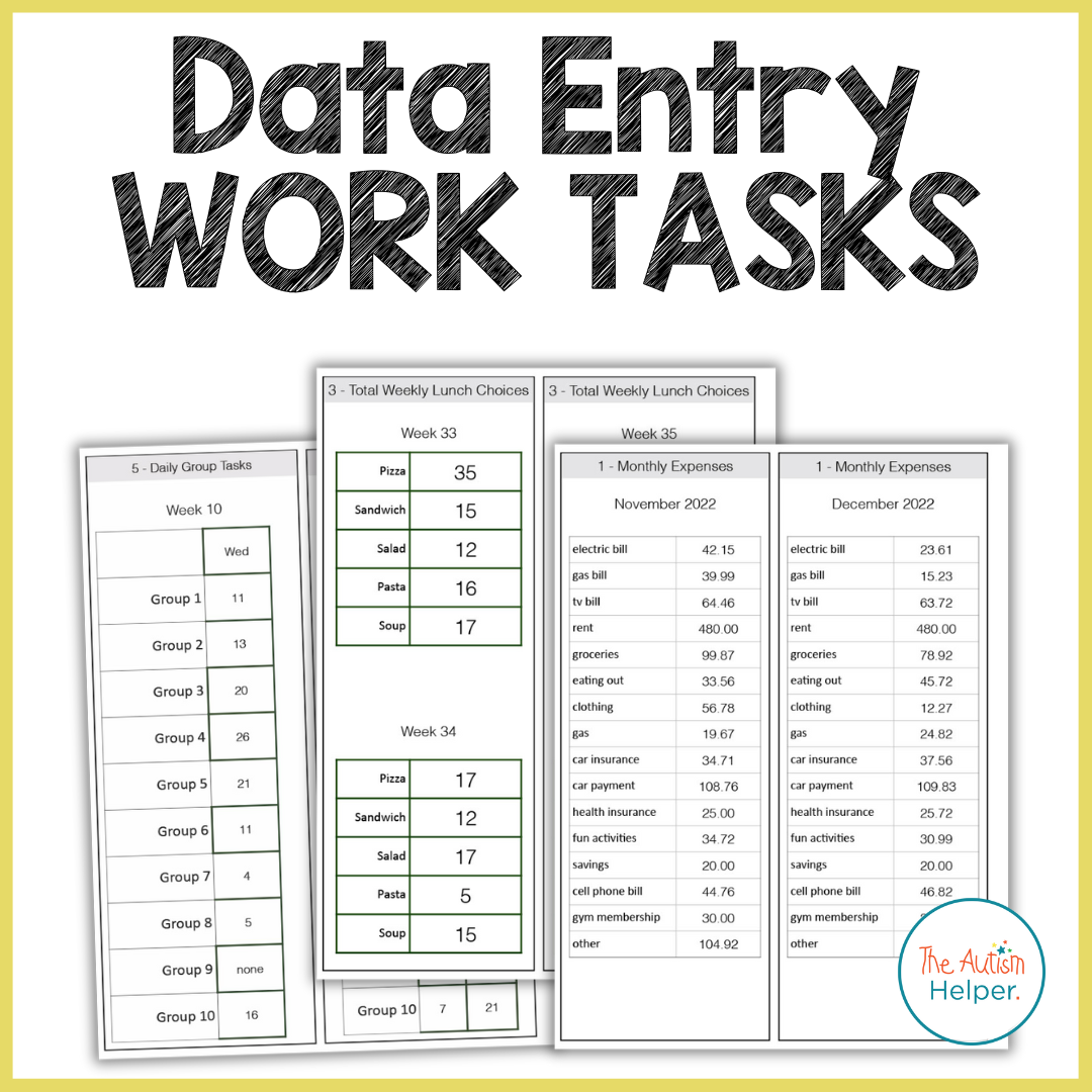 Data Entry Work Tasks – The Autism Helper