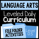 Level 0.5 Language Arts Curriculum File Folder Activities cover featuring 42 printable tasks