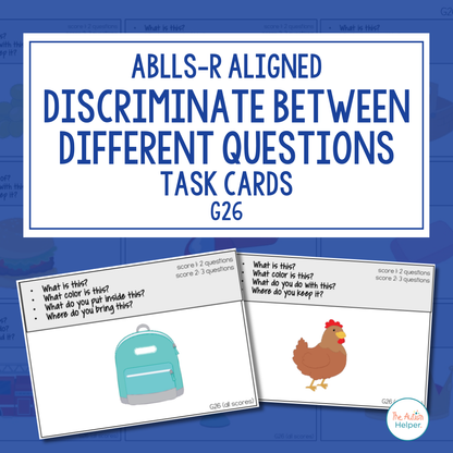 Discriminate Between Different Questions Task Cards [ABLLS-R Aligned G26]