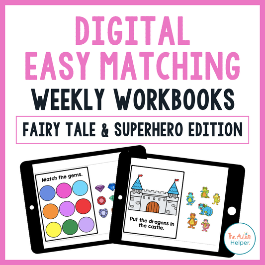 DIGITAL Easy Matching Weekly Workbooks - Fairy Tale and Superhero Edition