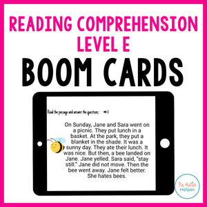 Reading Comprehension Level E Interactive Boom Cards