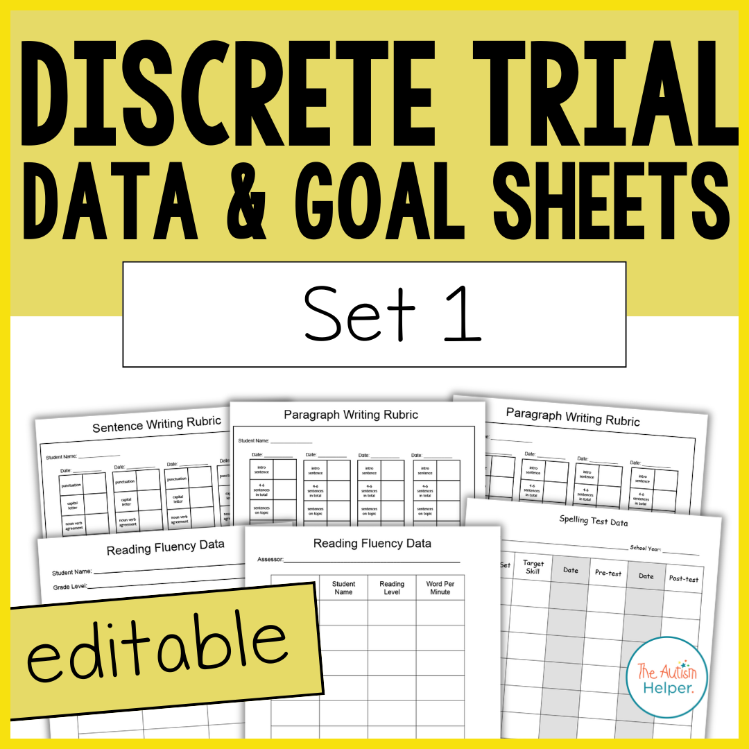 Editable Discrete Trial Data & Goal Sheets Set 1