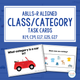 Class/Category cover with ABLLS-R task codes and sample task cards