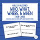 Who, What, Where, & When cover with ABLLS-R task codes and sample task cards