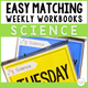 Easy Matching Weekly Workbooks Science cover, a science-themed errorless matching workbook for special education