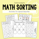Intermediate Math Sorting Activities cover with operations, time, and money tasks