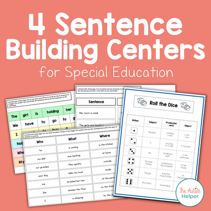 4 Sentence Building Literacy Centers for Special Education