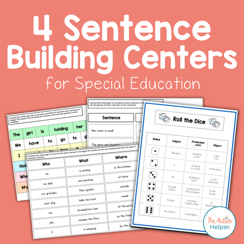 4 Sentence Building Literacy Centers for Special Education – The Autism ...