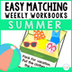 Easy Matching Weekly Workbooks Summer Edition cover, a summer-themed errorless matching workbook for special education