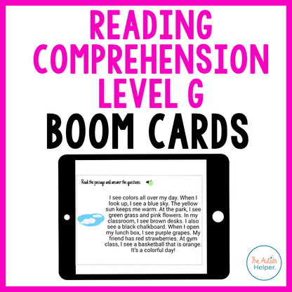 Reading Comprehension Level G Interactive Boom Cards