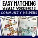 Easy Matching Weekly Workbooks Community Helpers cover, a community-helpers errorless matching workbook for special education