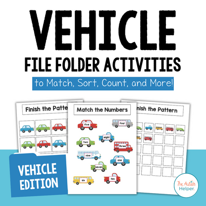 File Folder Activities to Match, Sort, Count, and More! {VEHICLE themed}